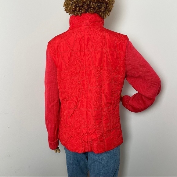 Coldwater Creek Grannycore Sweater Jacket – Quilted Front – Zip Up – Red – Size - Picture 9 of 16